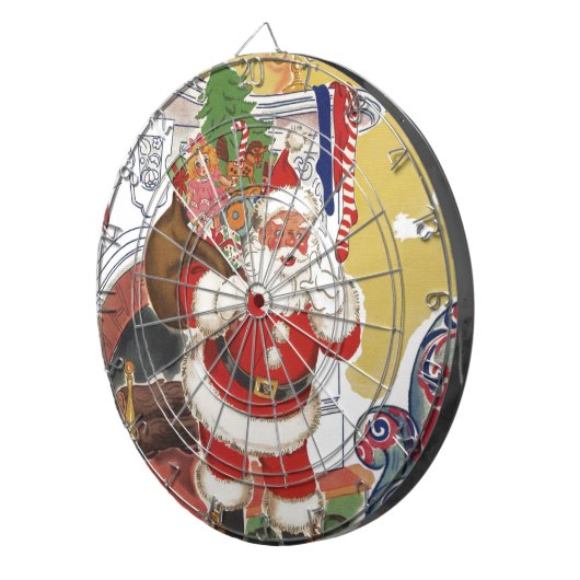 Weihnachten, Jolly Weihnachtsmann mit Geschenken Dartscheibe (Vorderseite rechts)