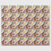 Weihnachten, Jolly Weihnachtsmann mit Geschenken Geschenkpapier (Flach)