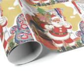 Weihnachten, Jolly Weihnachtsmann mit Geschenken Geschenkpapier (Rolleneckpunkt)