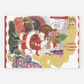 Weihnachten, Jolly Weihnachtsmann mit Geschenken Geschenkpapier Set (Vorderseite 3)