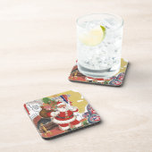 Weihnachten, Jolly Weihnachtsmann mit Geschenken Getränkeuntersetzer (Rechte Seite)