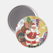 Weihnachten, Jolly Weihnachtsmann mit Geschenken Magnet (Vorderseite/Rückseite)