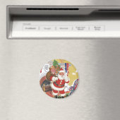 Weihnachten, Jolly Weihnachtsmann mit Geschenken Magnet (In Situ (Geschirrspüler))