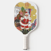 Weihnachten, Jolly Weihnachtsmann mit Geschenken Pickleball Schläger (Rückseite)