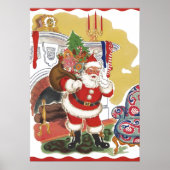 Weihnachten, Jolly Weihnachtsmann mit Geschenken Poster (Vorne)