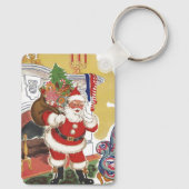 Weihnachten, Jolly Weihnachtsmann mit Geschenken Schlüsselanhänger (Rückseite)