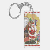 Weihnachten, Jolly Weihnachtsmann mit Geschenken Schlüsselanhänger (Vorderseite links)