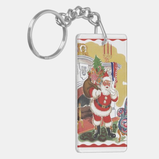 Weihnachten, Jolly Weihnachtsmann mit Geschenken Schlüsselanhänger (Vorderseite links)