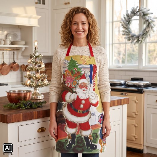Weihnachten, Jolly Weihnachtsmann mit Geschenken Schürze