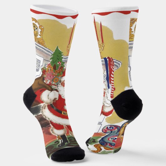 Weihnachten, Jolly Weihnachtsmann mit Geschenken Socken (Gewinkelt)