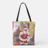 Weihnachten, Jolly Weihnachtsmann mit Geschenken Tasche (Rückseite)