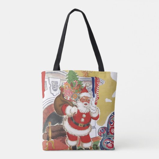 Weihnachten, Jolly Weihnachtsmann mit Geschenken Tasche (Rückseite)