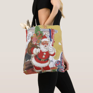 Weihnachten, Jolly Weihnachtsmann mit Geschenken Tasche