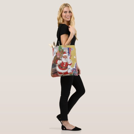 Weihnachten, Jolly Weihnachtsmann mit Geschenken Tasche (Am Model)