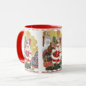 Weihnachten, Jolly Weihnachtsmann mit Geschenken Tasse (Vorderseite Links)
