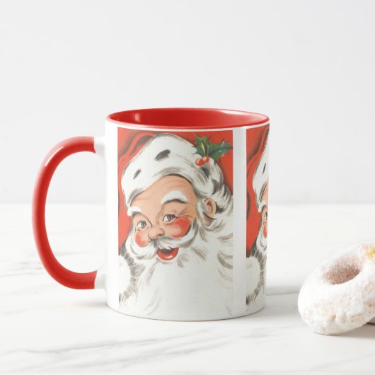 Weihnachten, Jolly Weihnachtsmann mit Lächeln Tasse (Mit Donut)