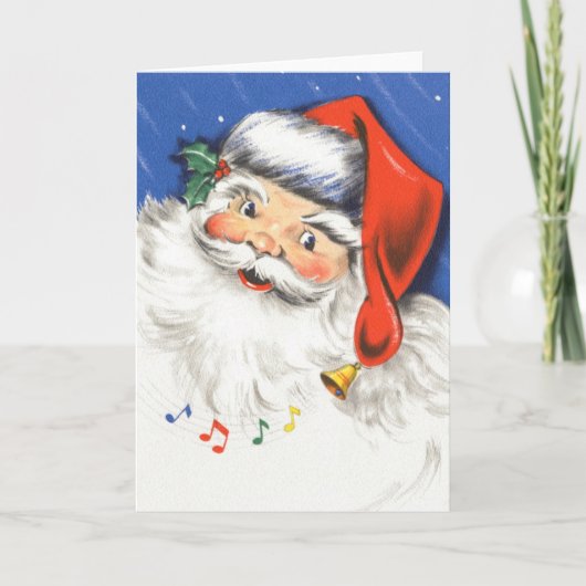 Weihnachten, Jolly Weihnachtsmann mit Musik Feiertagskarte (Vorderseite)