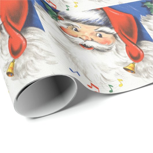 Weihnachten, Jolly Weihnachtsmann mit Musik Geschenkpapier (Rolleneckpunkt)