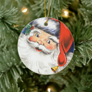 Weihnachten, Jolly Weihnachtsmann mit Musik Keramik Ornament