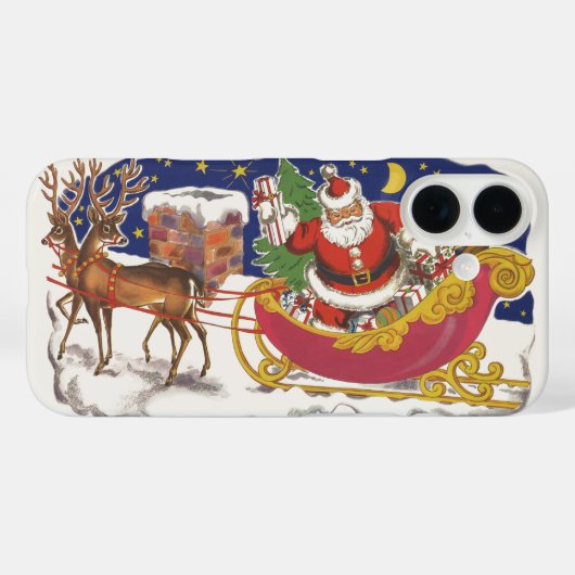 Weihnachten, Jolly Weihnachtsmann mit Schlitten Case-Mate iPhone Hülle (Rückseite (Horizontal))