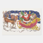 Weihnachten, Jolly Weihnachtsmann mit Schlitten Geschenkpapier Set (Vorderseite)