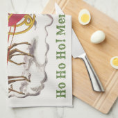 Weihnachten, Jolly Weihnachtsmann mit Schlitten Geschirrtuch (Viertel Falte)