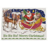 Weihnachten, Jolly Weihnachtsmann mit Schlitten Große Geschenktüte (Vorderseite)