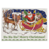 Weihnachten, Jolly Weihnachtsmann mit Schlitten Große Geschenktüte (Rückseite)