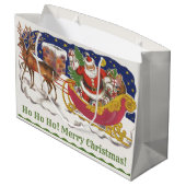 Weihnachten, Jolly Weihnachtsmann mit Schlitten Große Geschenktüte (Rückseite Schrägansicht)
