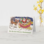 Weihnachten, Jolly Weihnachtsmann mit Schlitten Karte (Gelbe Blume)