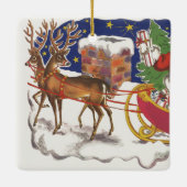 Weihnachten, Jolly Weihnachtsmann mit Schlitten Keramikornament (Rückseite)