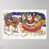 Weihnachten, Jolly Weihnachtsmann mit Schlitten Poster (Vorne)