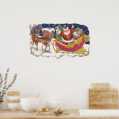 Weihnachten, Jolly Weihnachtsmann mit Schlitten Poster (Küche)
