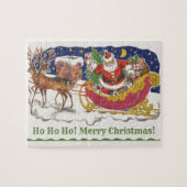 Weihnachten, Jolly Weihnachtsmann mit Schlitten Puzzle (Horizontal)