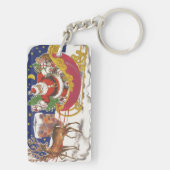 Weihnachten, Jolly Weihnachtsmann mit Schlitten Schlüsselanhänger (Rückseite)