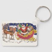 Weihnachten, Jolly Weihnachtsmann mit Schlitten Schlüsselanhänger (Vorderseite)