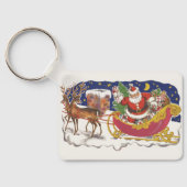 Weihnachten, Jolly Weihnachtsmann mit Schlitten Schlüsselanhänger (Rückseite)