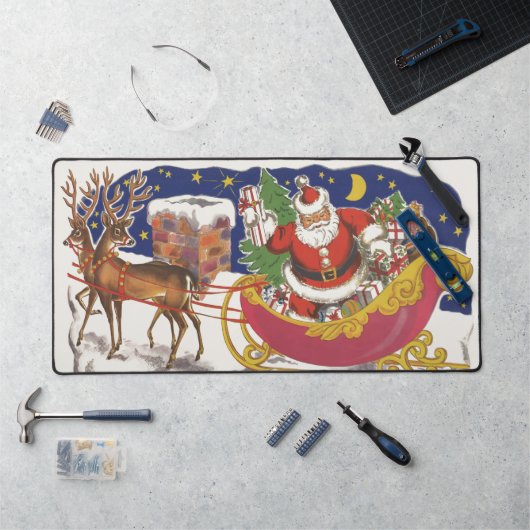 Weihnachten, Jolly Weihnachtsmann mit Schlitten Schreibtischunterlage (Arbeitsplatz)