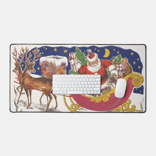 Weihnachten, Jolly Weihnachtsmann mit Schlitten Schreibtischunterlage (Tastatur & Maus)