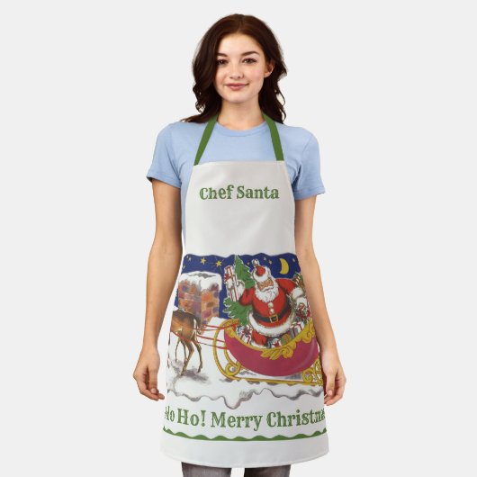 Weihnachten, Jolly Weihnachtsmann mit Schlitten Schürze (Getragen)