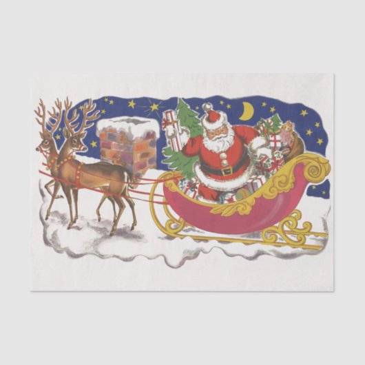 Weihnachten, Jolly Weihnachtsmann mit Schlitten Seidenpapier (Vorderseite)