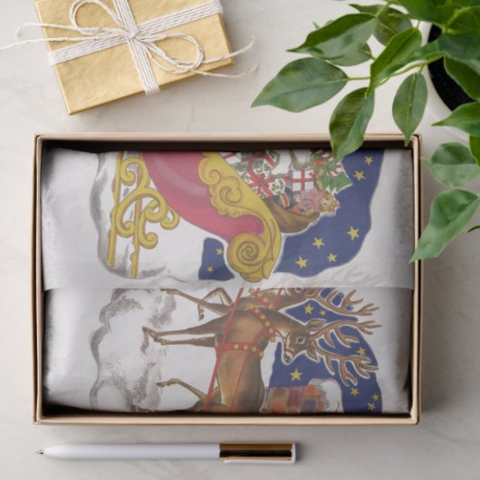 Weihnachten, Jolly Weihnachtsmann mit Schlitten Seidenpapier (Geschenk)