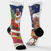 Weihnachten, Jolly Weihnachtsmann mit Schlitten Socken (Gewinkelt)