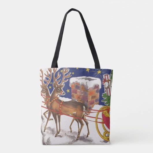 Weihnachten, Jolly Weihnachtsmann mit Schlitten Tasche (Rückseite)