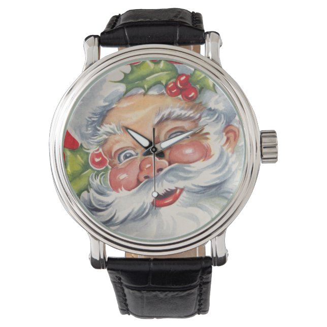 Weihnachten, Jolly Weihnachtsmann mit Seinem Hut Armbanduhr (Vorderseite)