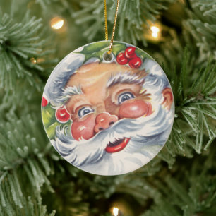 Weihnachten, Jolly Weihnachtsmann mit Seinem Hut Keramikornament