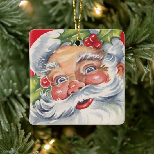 Weihnachten, Jolly Weihnachtsmann mit Seinem Hut Keramikornament (Baum)