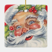 Weihnachten, Jolly Weihnachtsmann mit Seinem Hut Keramikornament (Rückseite)