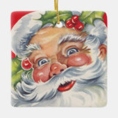 Weihnachten, Jolly Weihnachtsmann mit Seinem Hut Keramikornament (Vorderseite)