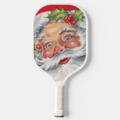 Weihnachten, Jolly Weihnachtsmann mit Seinem Hut Pickleball Schläger (Rückseite)